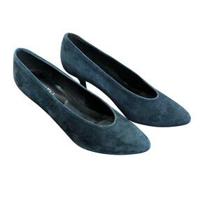Vaneli Heel Pump Women 7.5 M Blue Navy Suede Almond Toe 2.5" Heel Classic